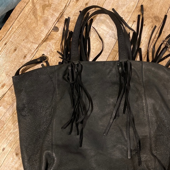 Monserat De Lucca Brizna Shopper Fringe Tote Bag Shoulder Purse Dark Green - Picture 7 of 16